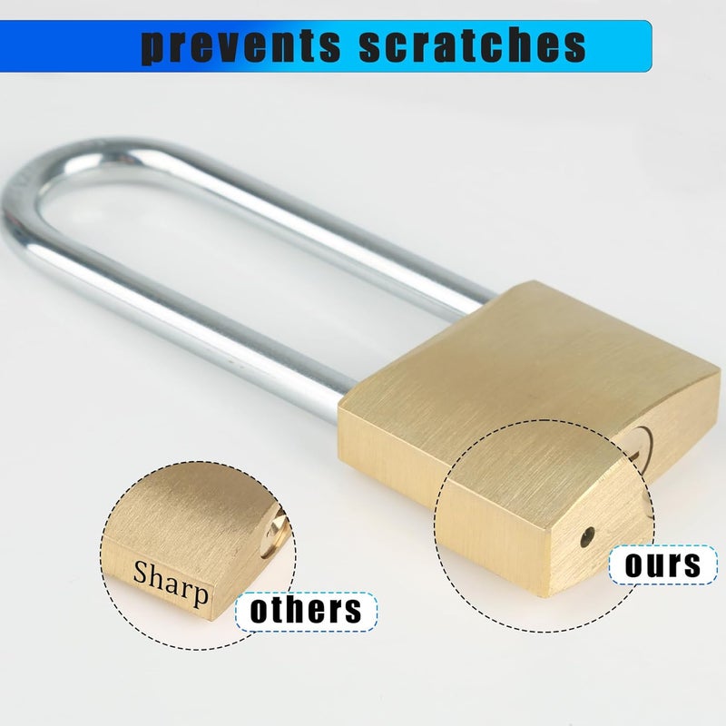 Fuaxat Solid Brass Padlock with 3 Keys, 2-3/4 Inch Long Shackle Locker Lock, 1-9/16"(40mm) Wide Lock Body Weatherproof Padlock for Sheds, Storage Unit, Gym Locker, Outdoor Fence, Gate, Garage, Warehouse - Image 3